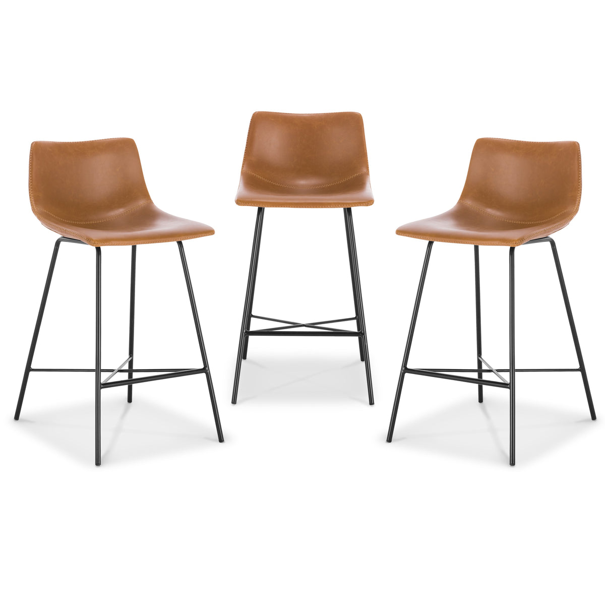 W&F Collection | Paxton 24” Counter Height Stool (Tan, Set of 3)