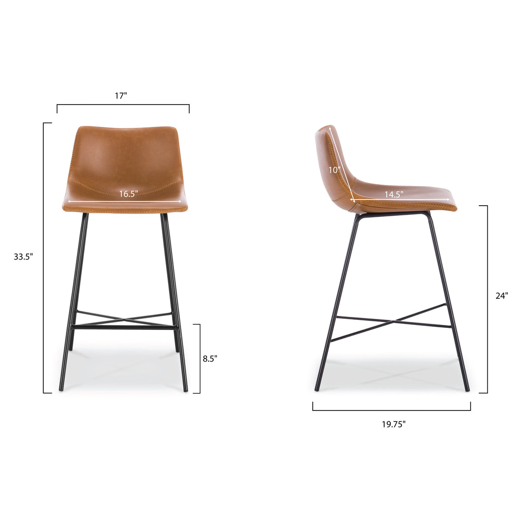 W&F Collection | Paxton 24” Counter Height Stool (Tan, Set of 3)