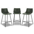 W&F Collection | Paxton 24” Counter Height Stool (Ivy Green, Set of 3)