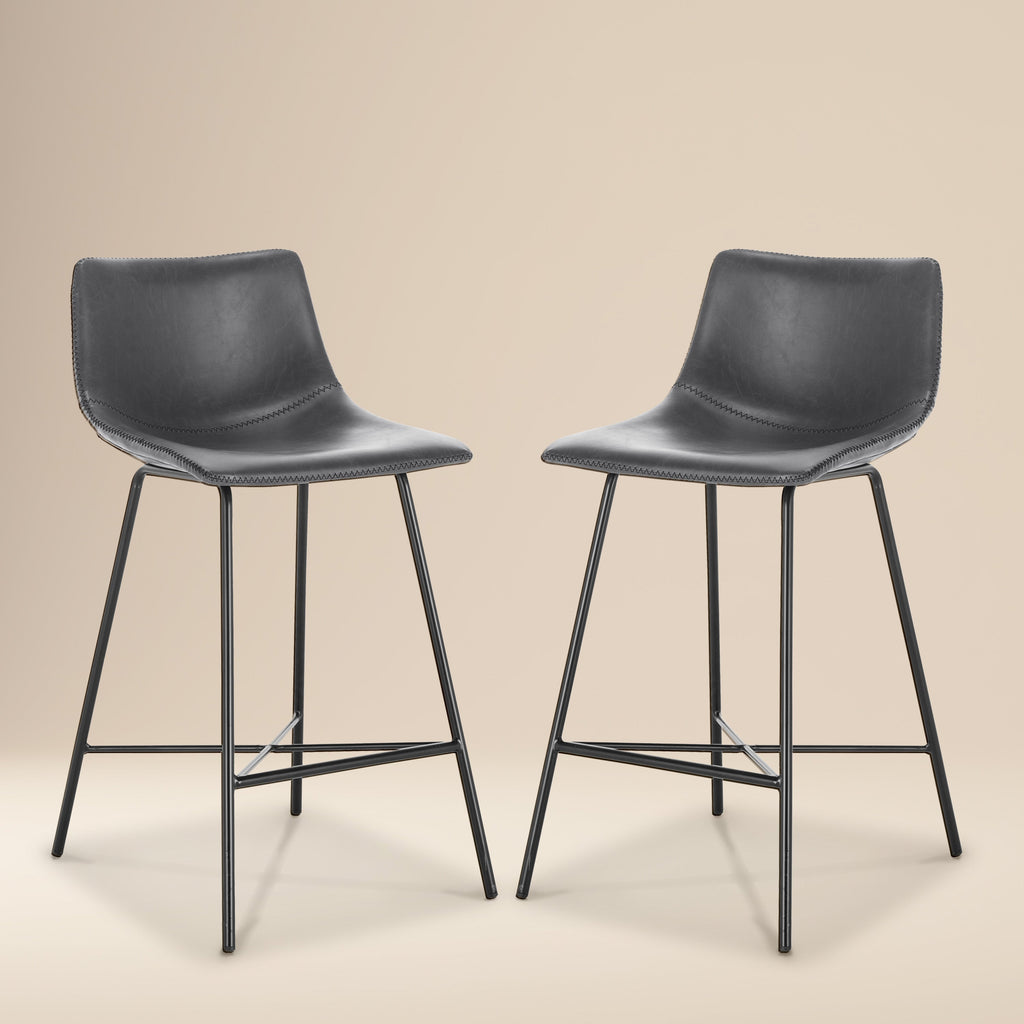 W&F Collection | Paxton 24” Counter Height Stool (Grey, Set of 2)