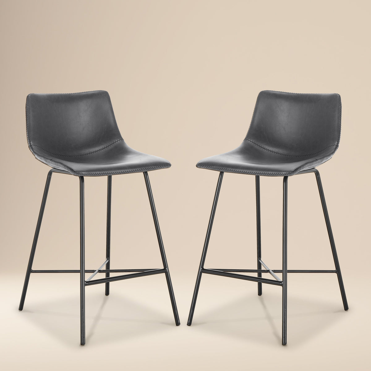 W&F Collection | Paxton 24” Counter Height Stool (Grey, Set of 2)