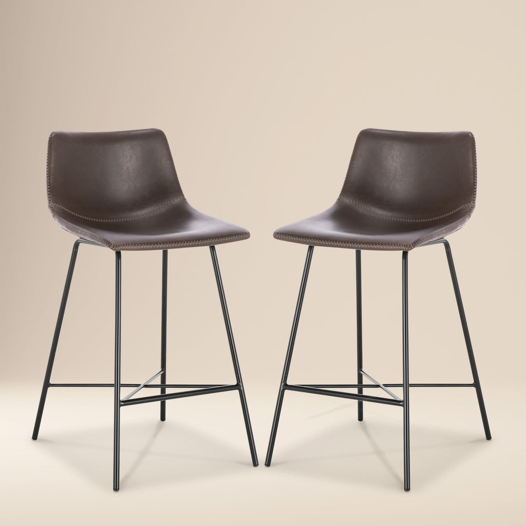 W&F Collection | Paxton 24” Counter Height Stool (Brown, Set of 2)