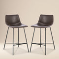W&F Collection | Paxton 24” Counter Height Stool (Brown, Set of 2)