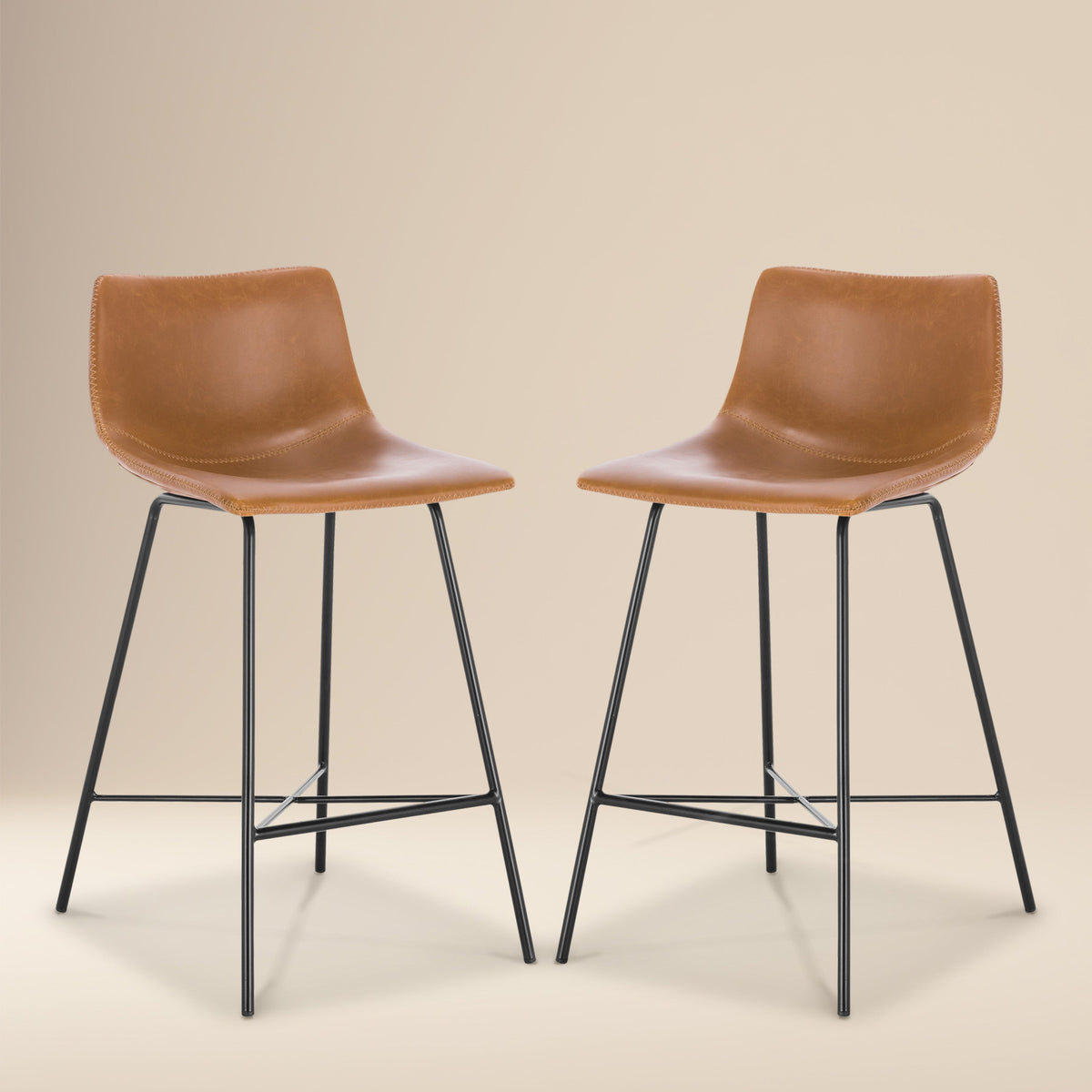 W&F Collection | Paxton 24” Counter Height Stool (Tan, Set of 2)