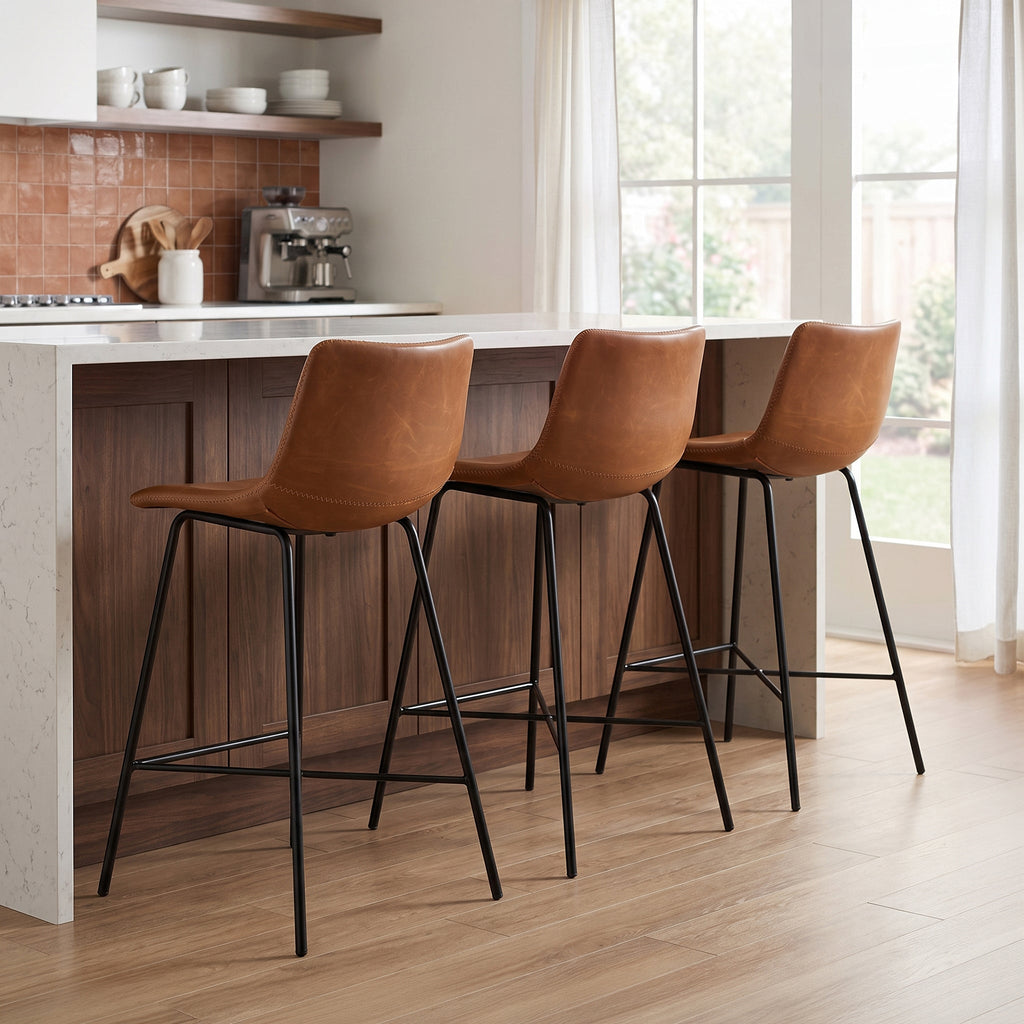 W&F Collection | Paxton 24” Counter Height Stool (Tan, Set of 2)