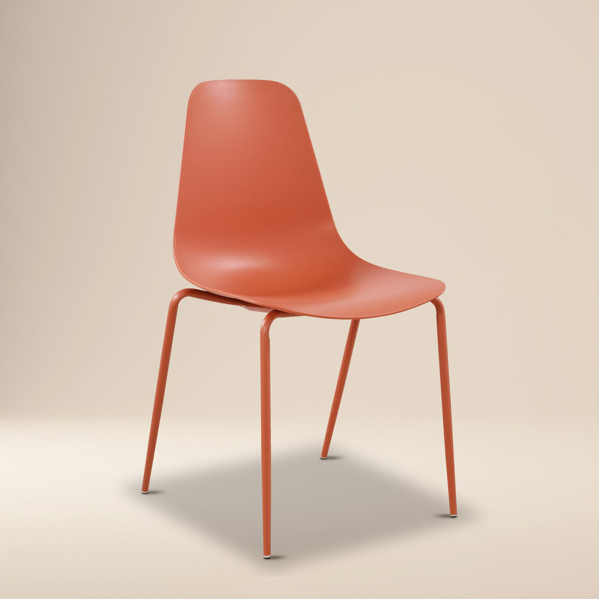 W&F Collection | Isla Stackable Dining Chair (Coral Red, Set of 4)