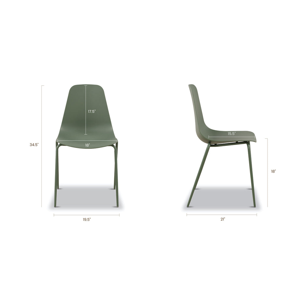 W&F Collection | Isla Stackable Dining Chair (Pistachio Green, Set of 4)