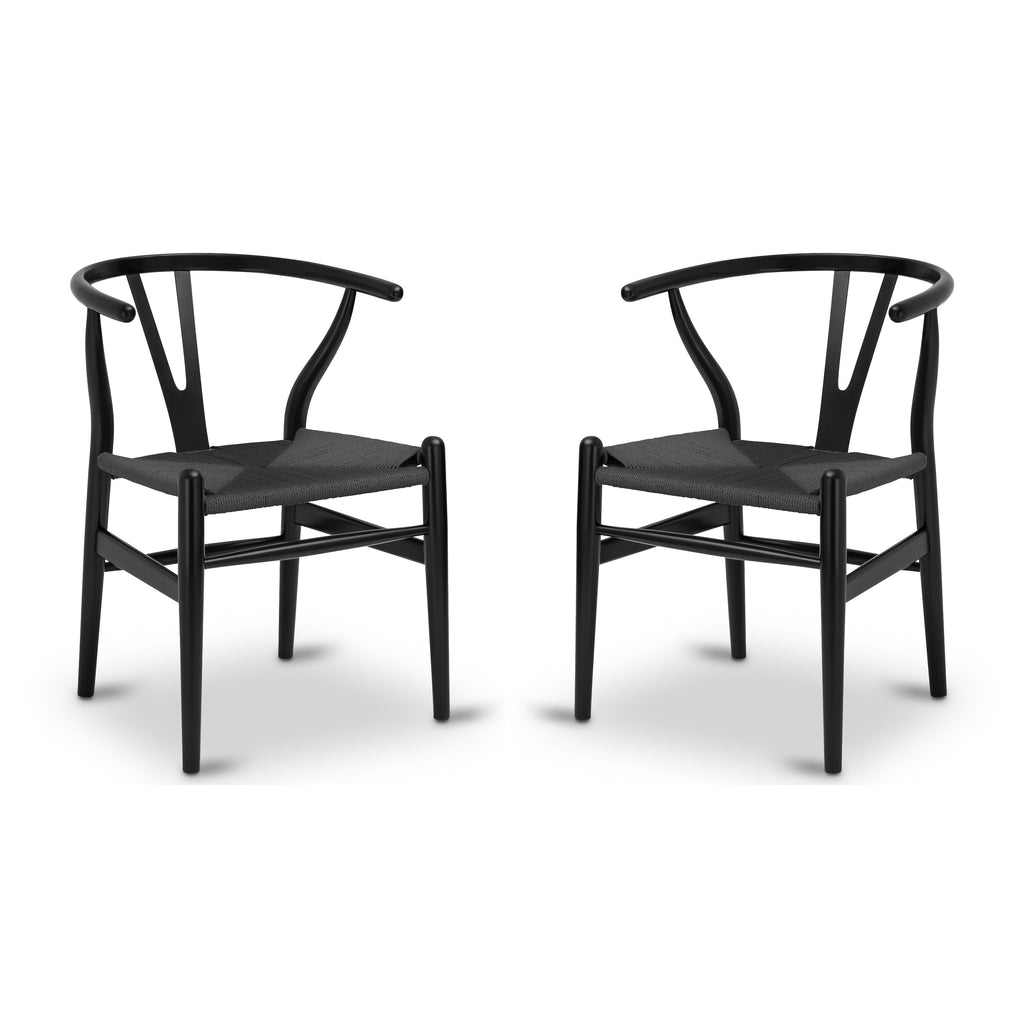 W&F Collection | Weave Chair (Pitch Black, Set of 2)