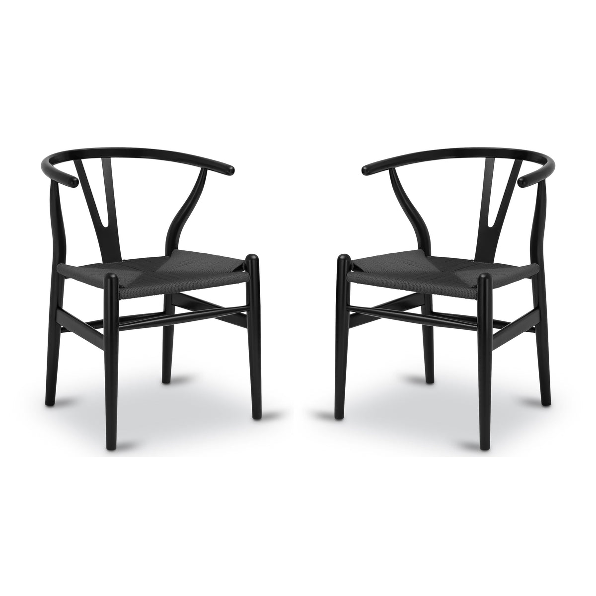 W&F Collection | Weave Chair (Pitch Black, Set of 2)