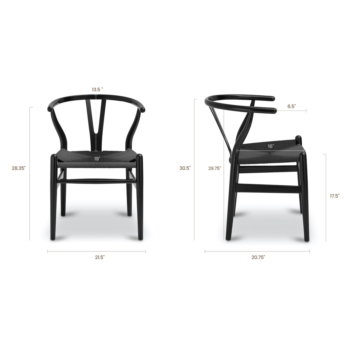 W&F Collection | Weave Chair (Pitch Black, Set of 2)