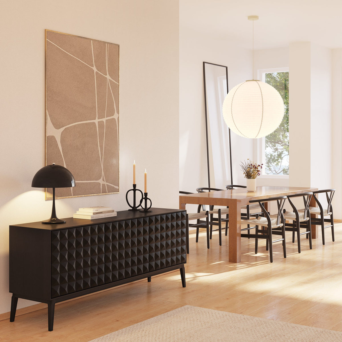 W&F Collection | Weave Chair (Black, Set of 2)