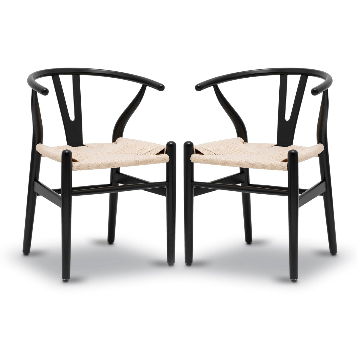 W&F Collection | Weave Chair (Black, Set of 2)