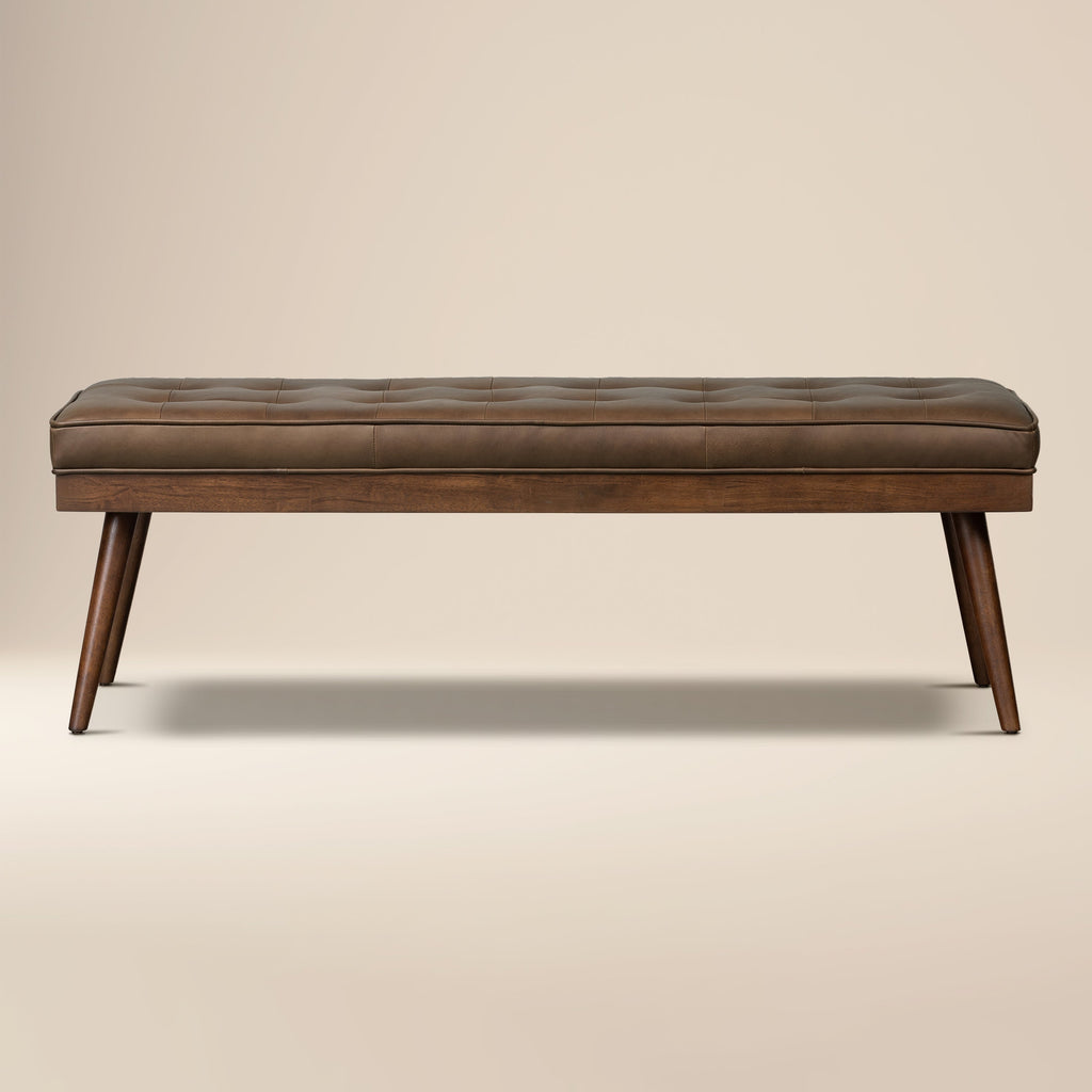 W&F Collection | Luca Leather Bench (Cocoa Brown)