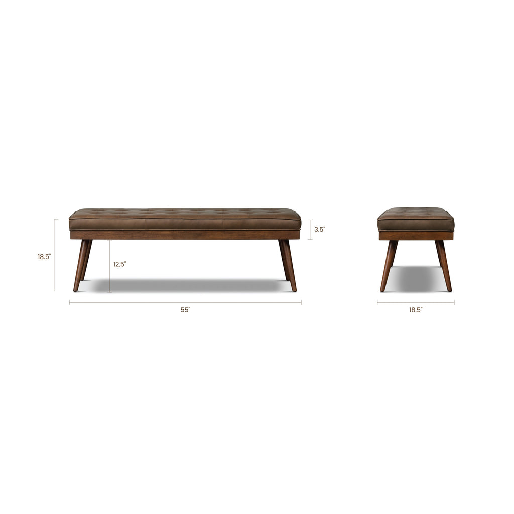 W&F Collection | Luca Leather Bench (Cocoa Brown)