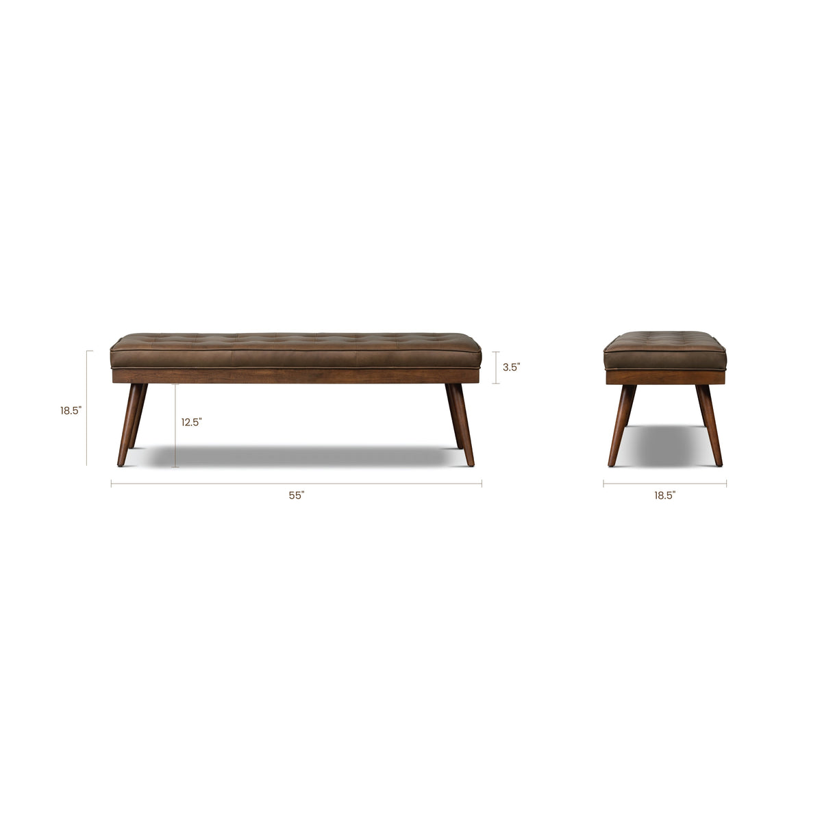 W&F Collection | Luca Leather Bench (Cocoa Brown)