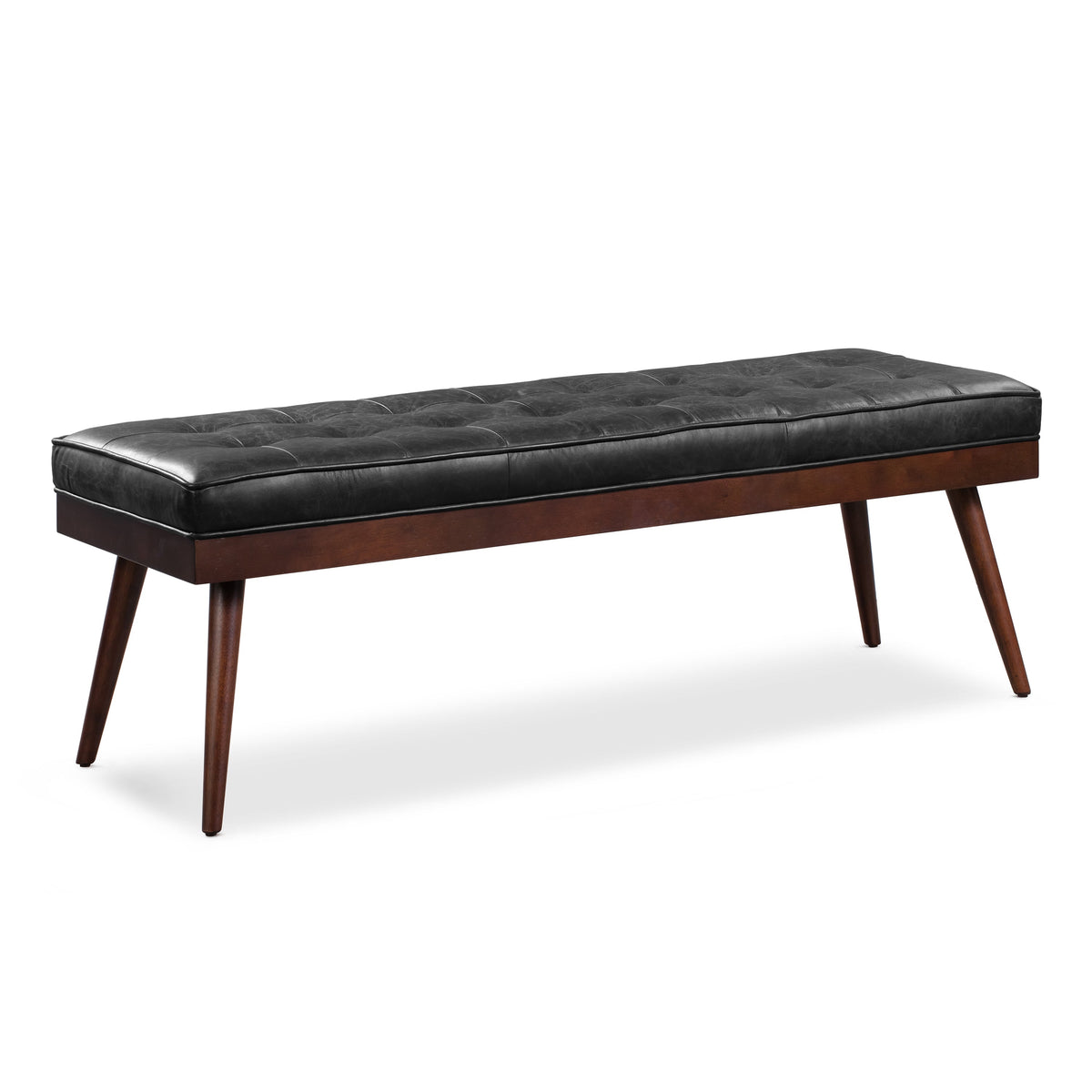 W&F Collection | Luca Leather Bench (Onyx Black)