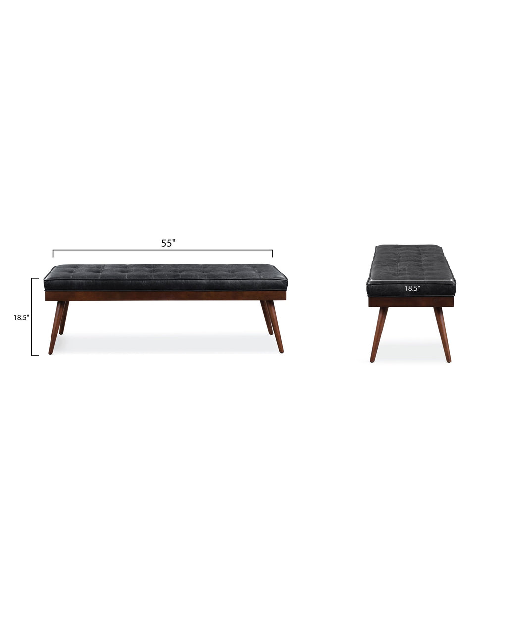 W&F Collection | Luca Leather Bench (Onyx Black)