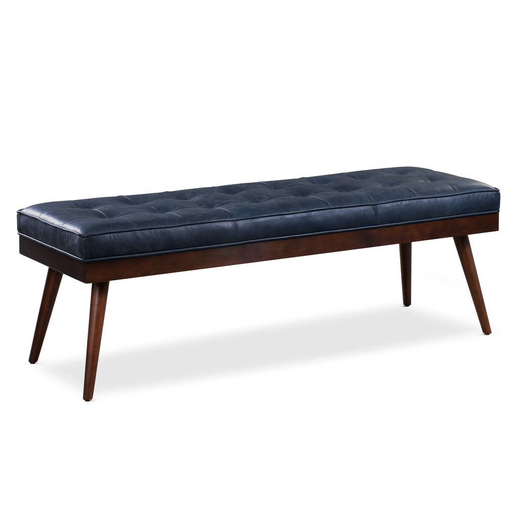 W&F Collection | Luca Leather Bench (Midnight Blue)