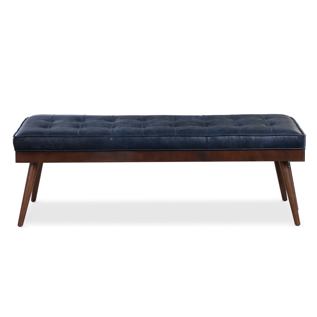 W&F Collection | Luca Leather Bench (Midnight Blue)