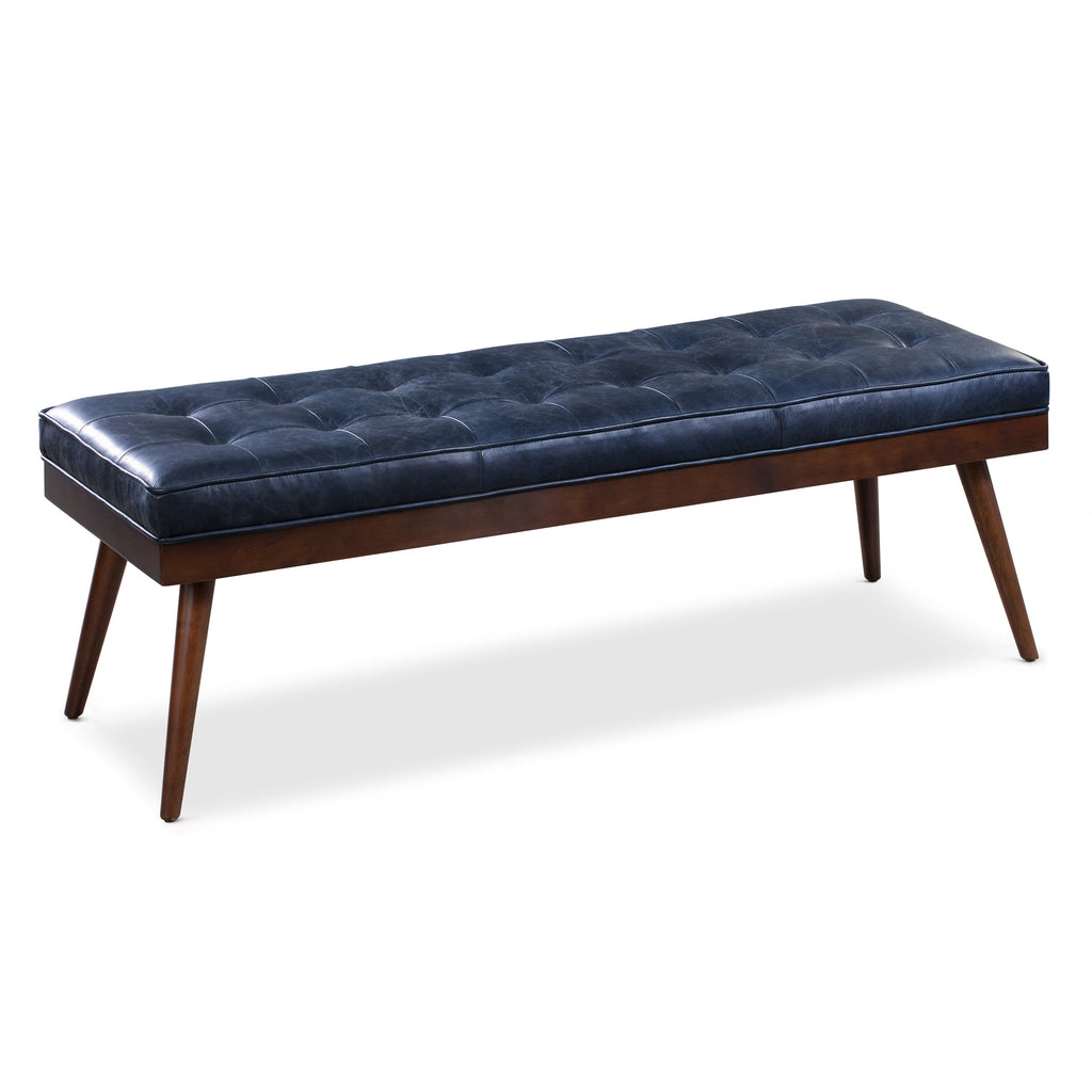 W&F Collection | Luca Leather Bench (Midnight Blue)