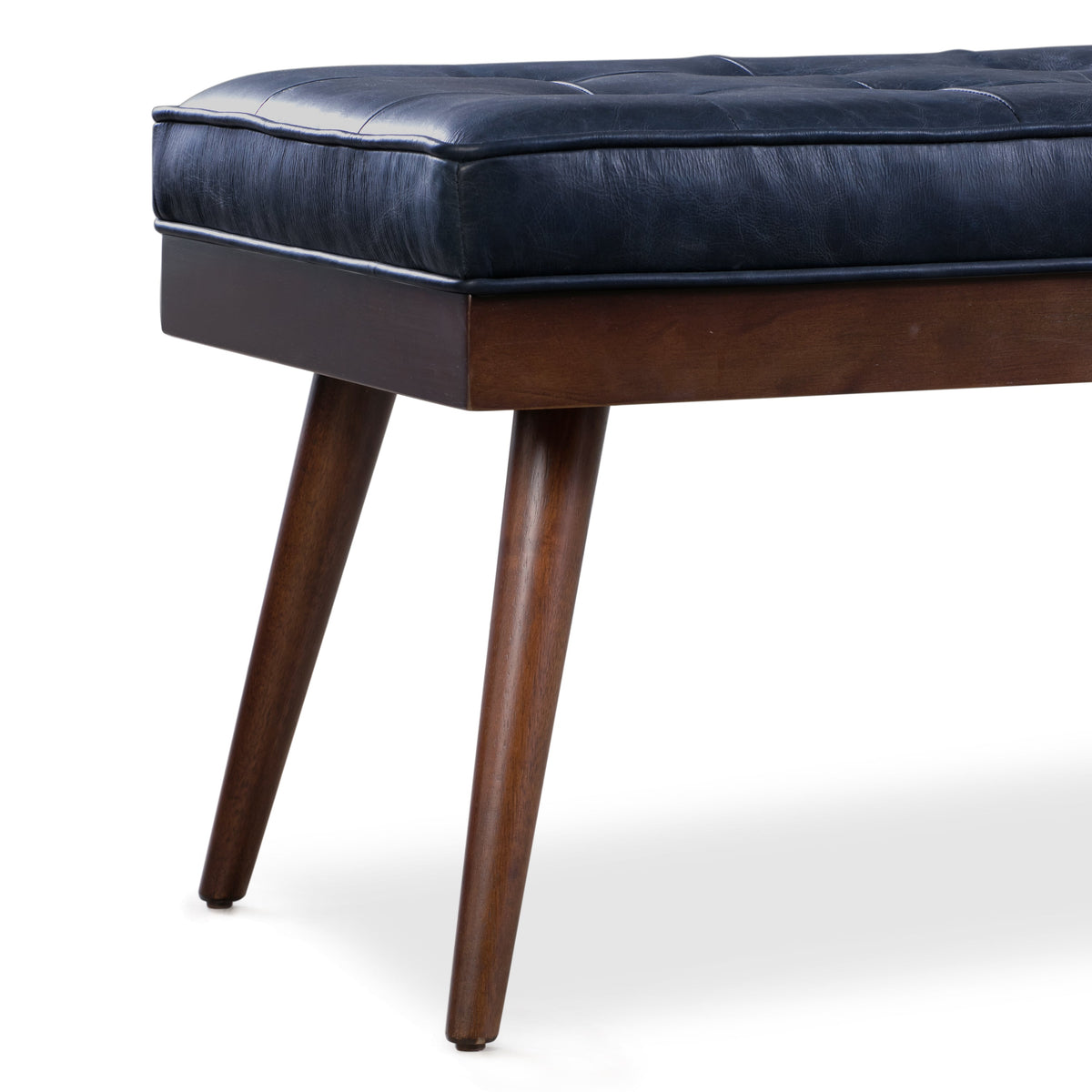W&F Collection | Luca Leather Bench (Midnight Blue)