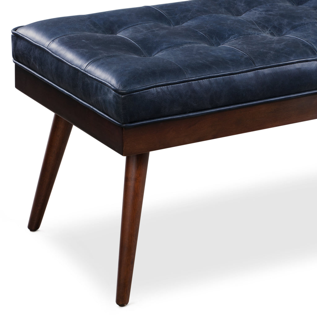 W&F Collection | Luca Leather Bench (Midnight Blue)