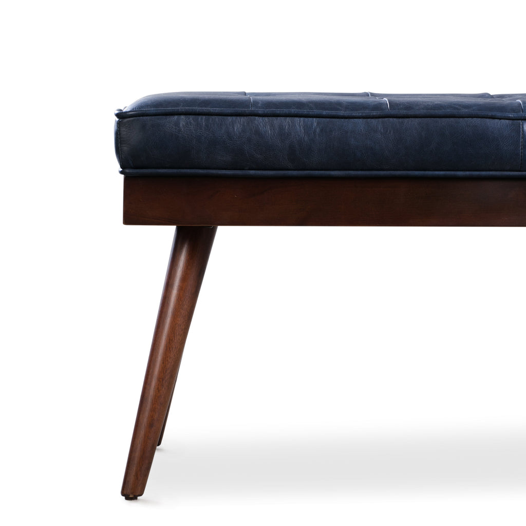 W&F Collection | Luca Leather Bench (Midnight Blue)