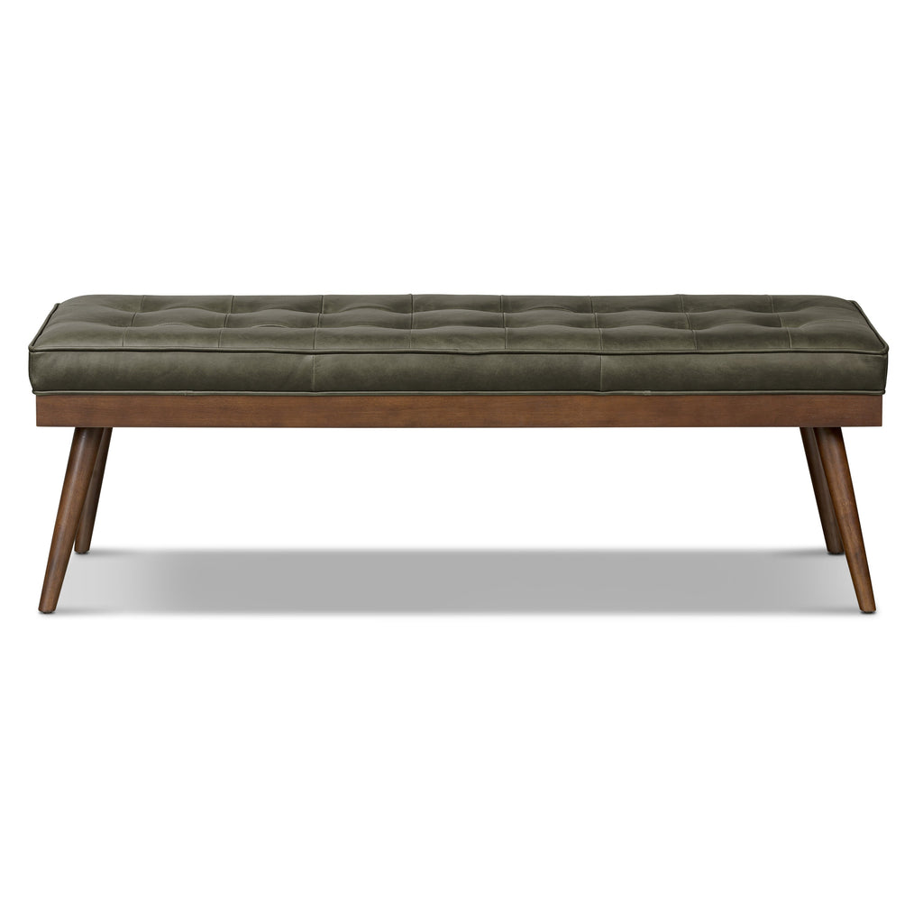 W&F Collection | Luca Leather Bench (Olivine Green)