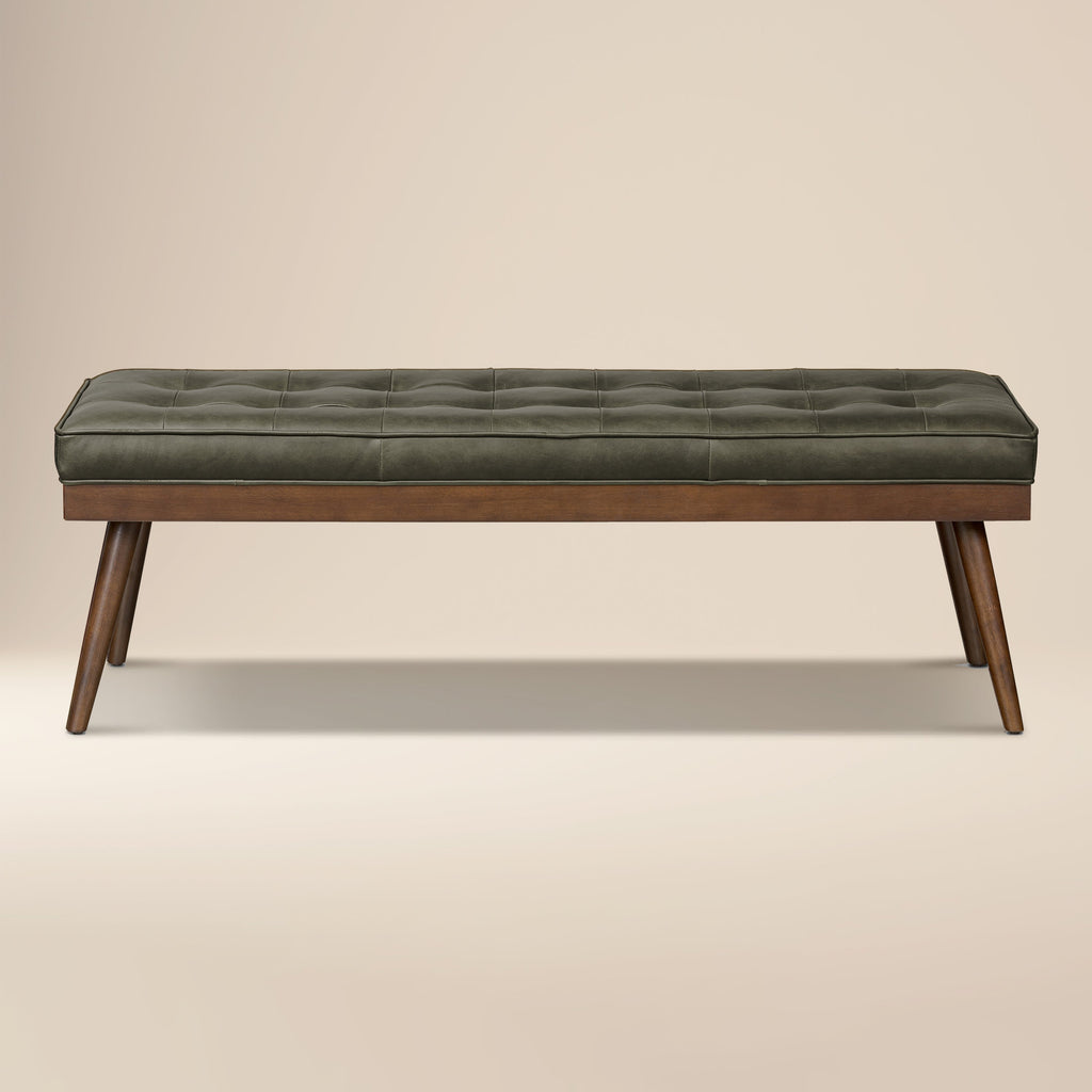 W&F Collection | Luca Leather Bench (Olivine Green)