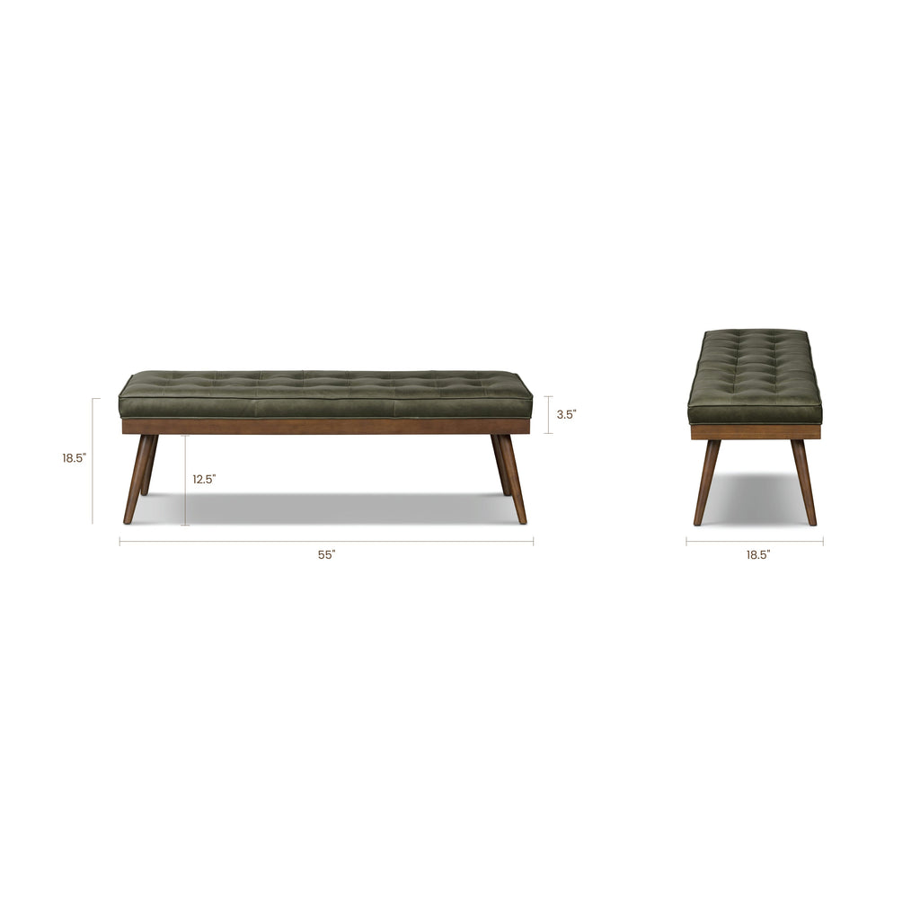 W&F Collection | Luca Leather Bench (Olivine Green)