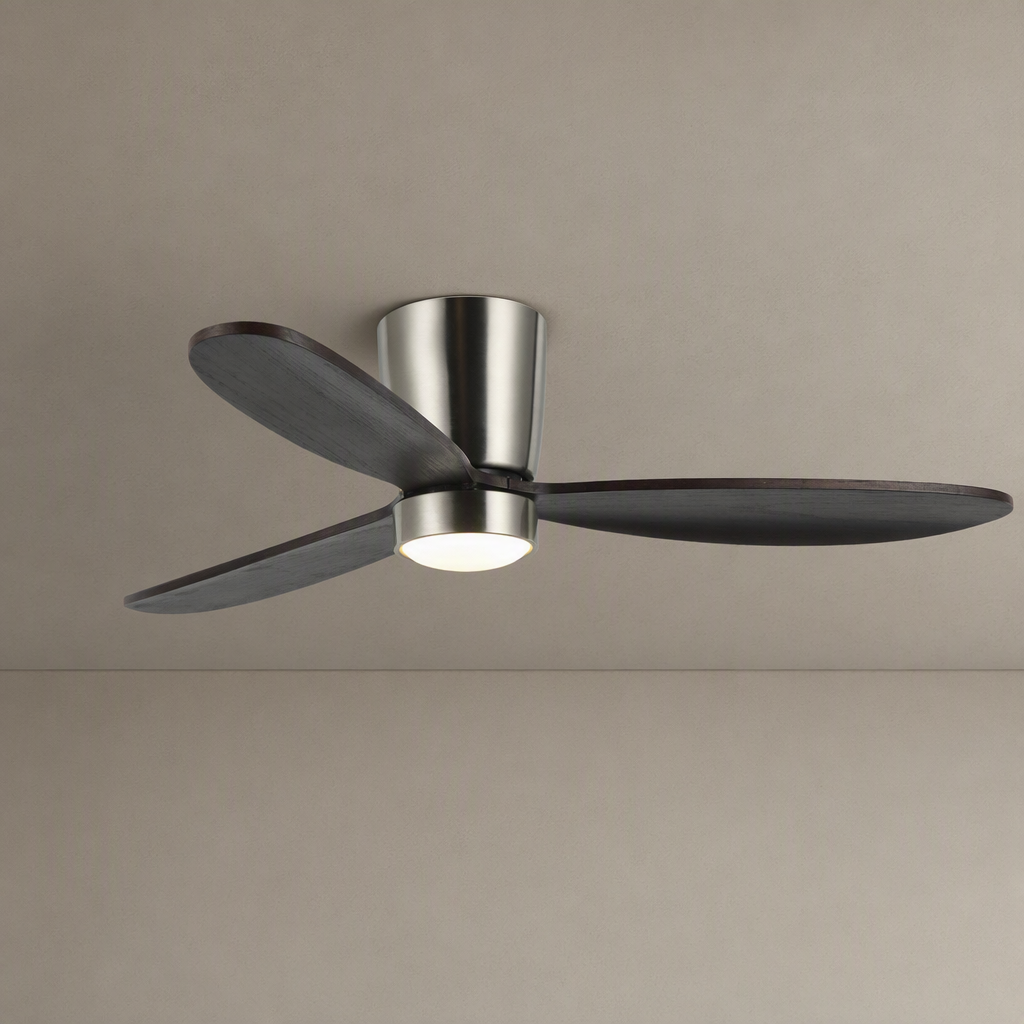 W&F Collection | Dark Walnut Low-Profile Ceiling Fan with Light