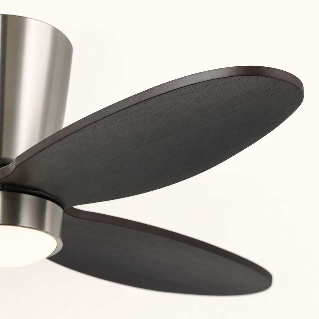 W&F Collection | Dark Walnut Low-Profile Ceiling Fan with Light