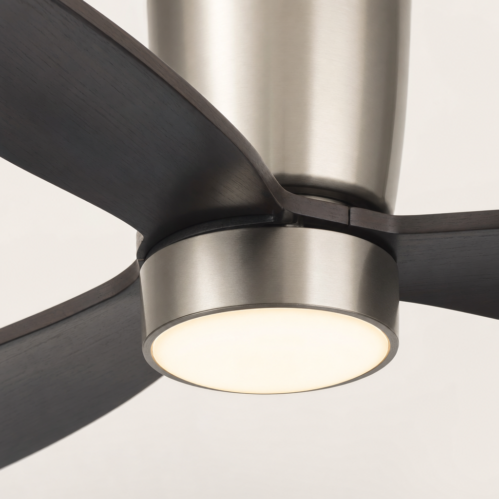 W&F Collection | Dark Walnut Low-Profile Ceiling Fan with Light
