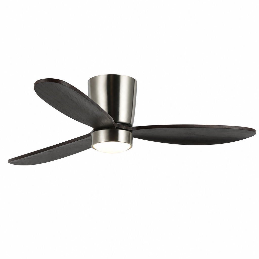 W&F Collection | Dark Walnut Low-Profile Ceiling Fan with Light
