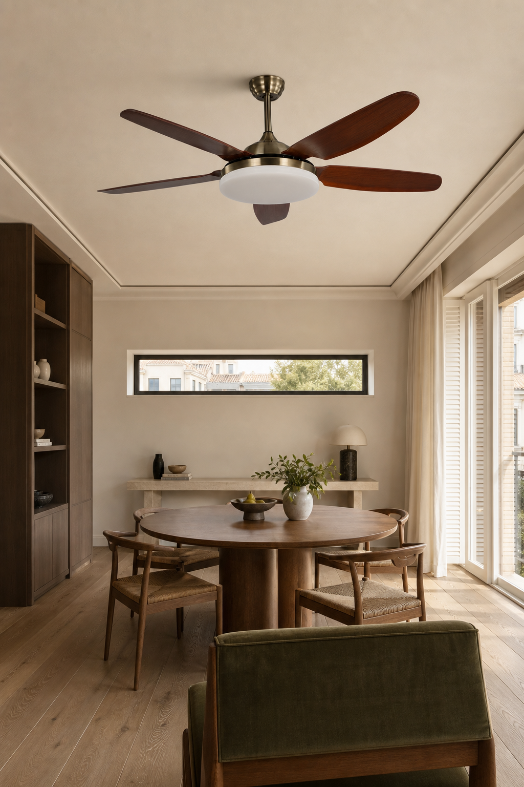 W&F Collection | Antique Brass Traditional Ceiling Fan with Light