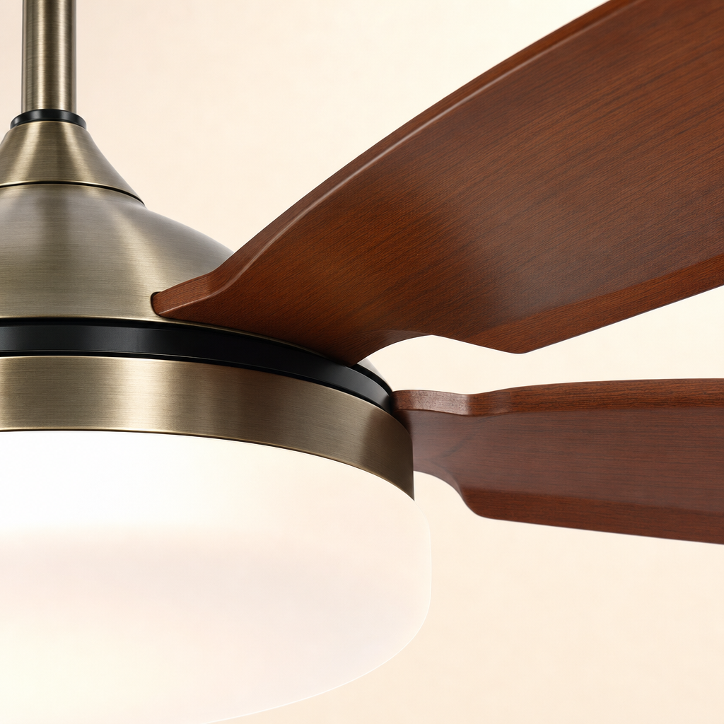 W&F Collection | Antique Brass Traditional Ceiling Fan with Light
