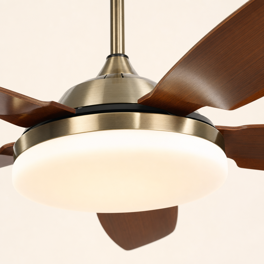 W&F Collection | Antique Brass Traditional Ceiling Fan with Light