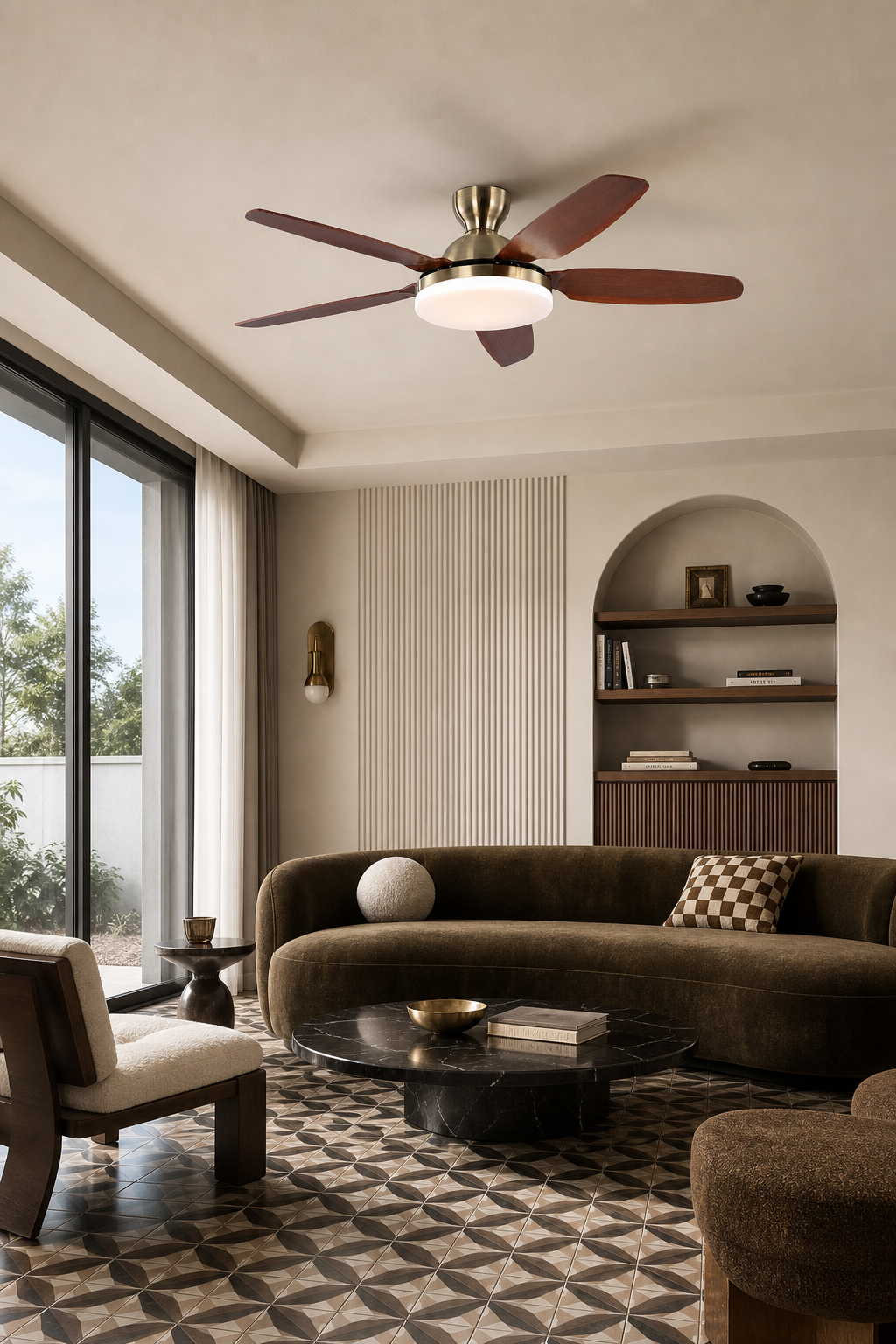 W&F Collection | Antique Brass Bowl-Light Ceiling Fan