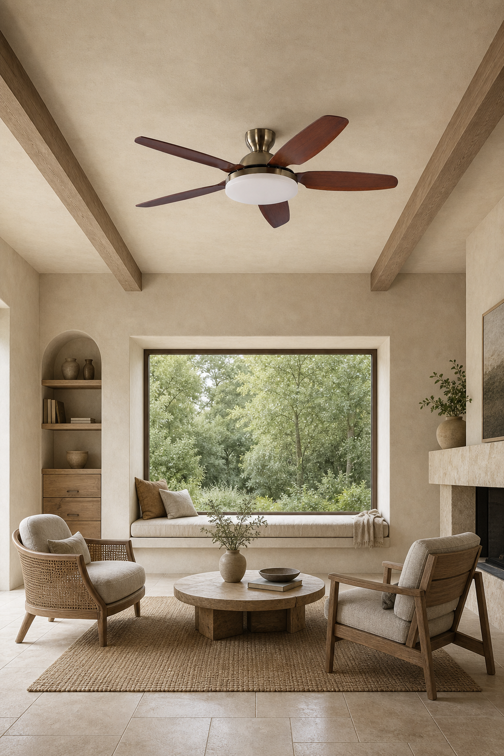 W&F Collection | Antique Brass Bowl-Light Ceiling Fan