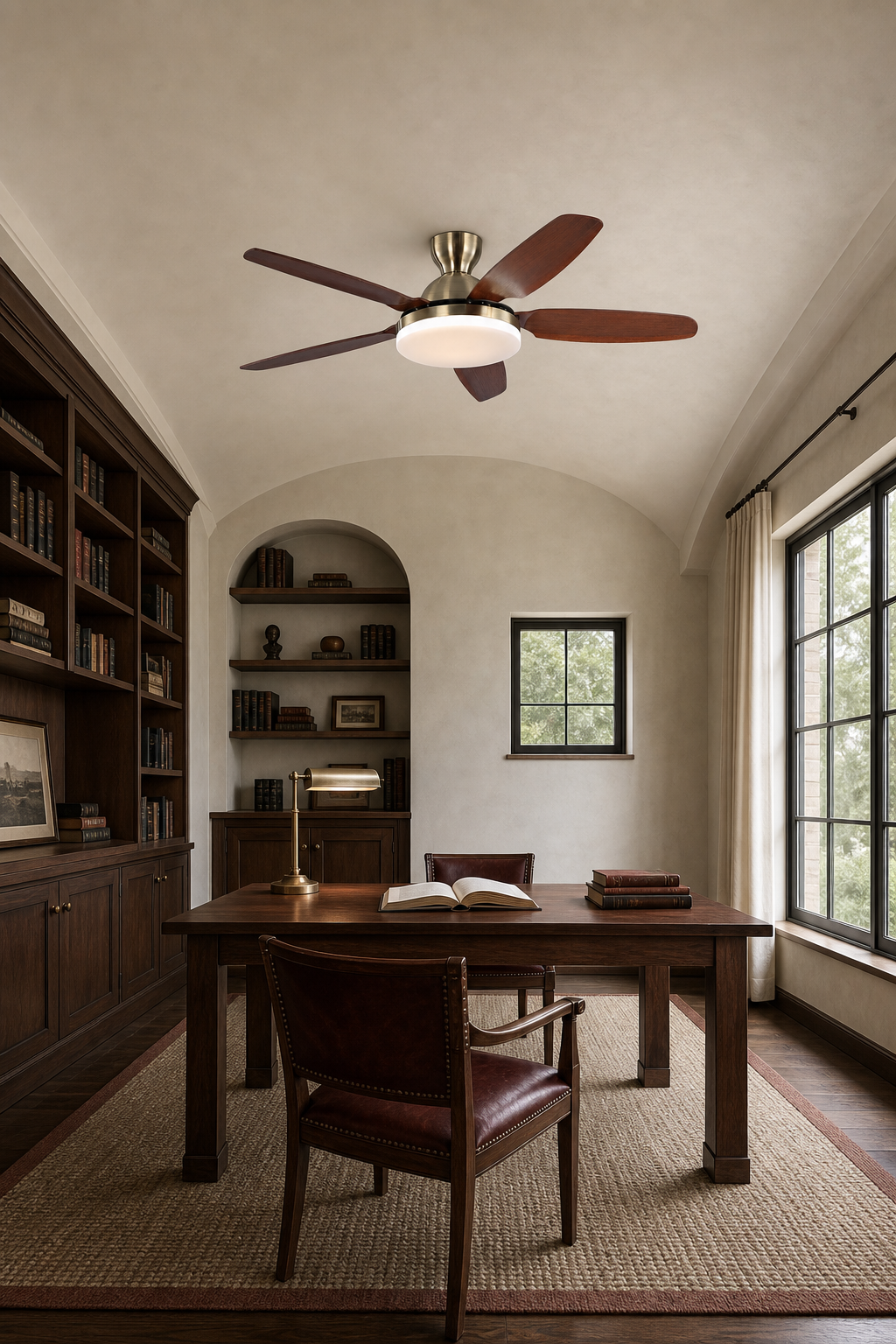 W&F Collection | Antique Brass Bowl-Light Ceiling Fan