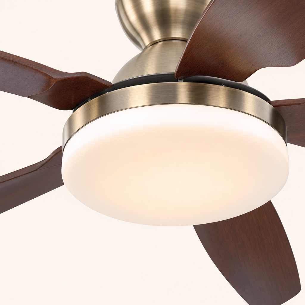 W&F Collection | Antique Brass Bowl-Light Ceiling Fan