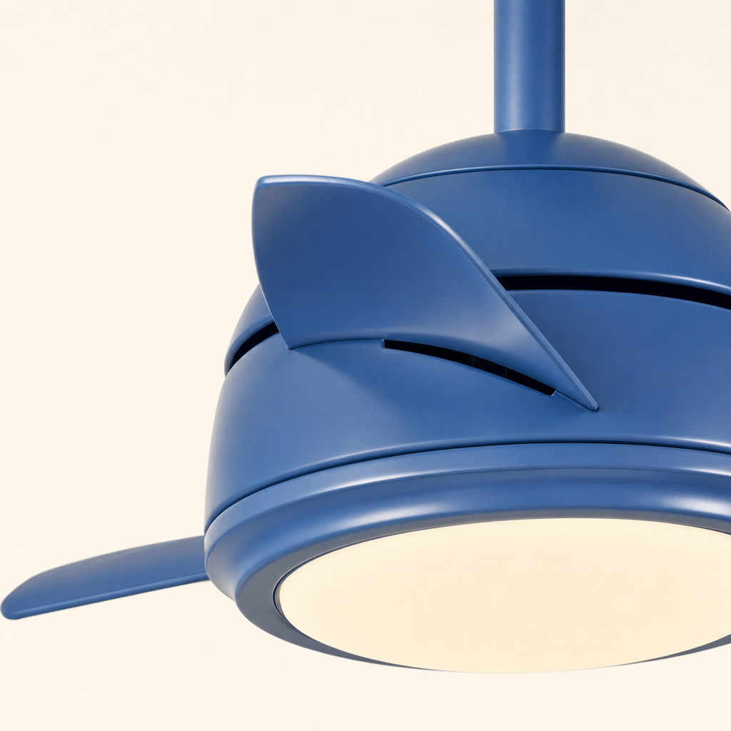 W&F Collection | Blue Compact Ceiling Fan with Light