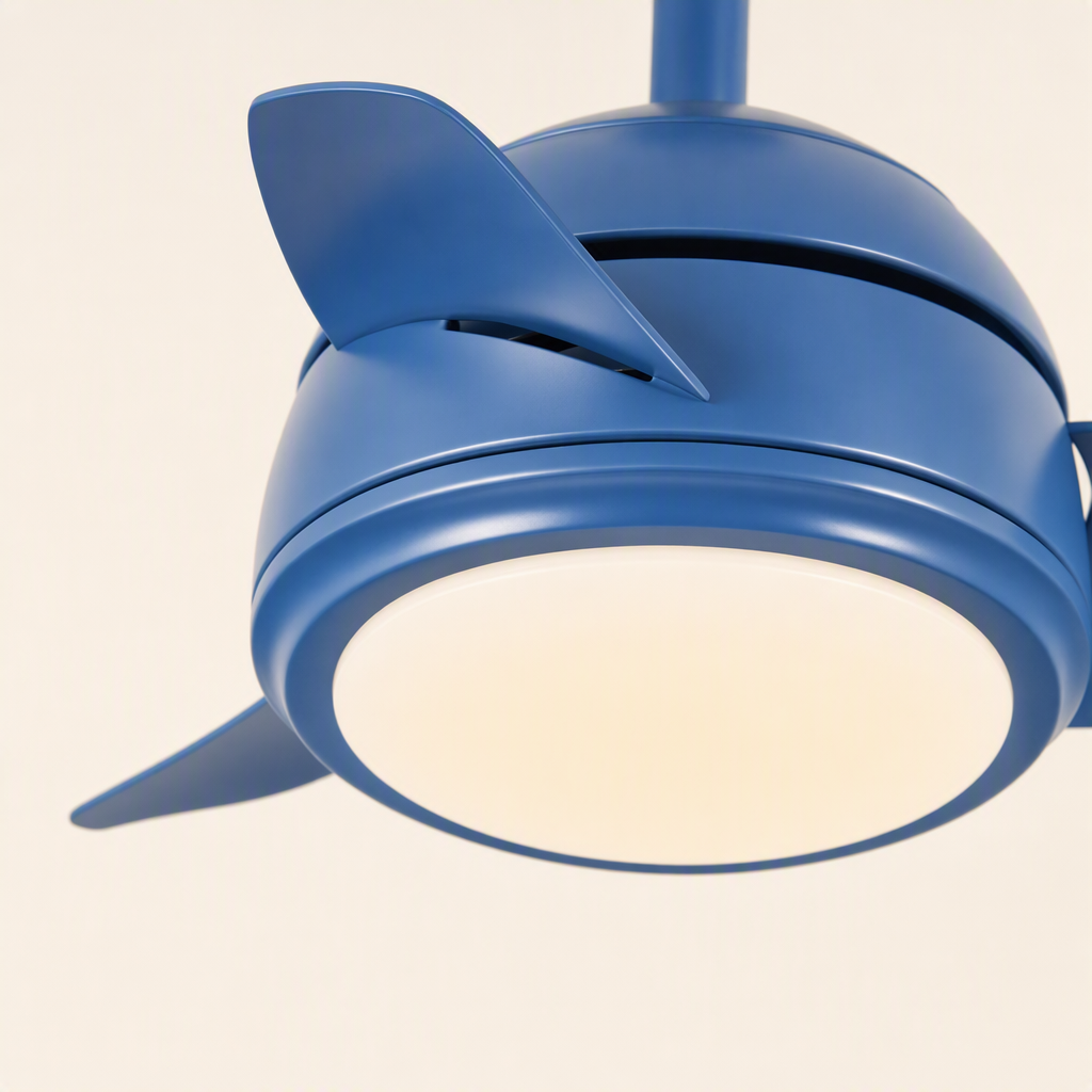 W&F Collection | Blue Compact Ceiling Fan with Light