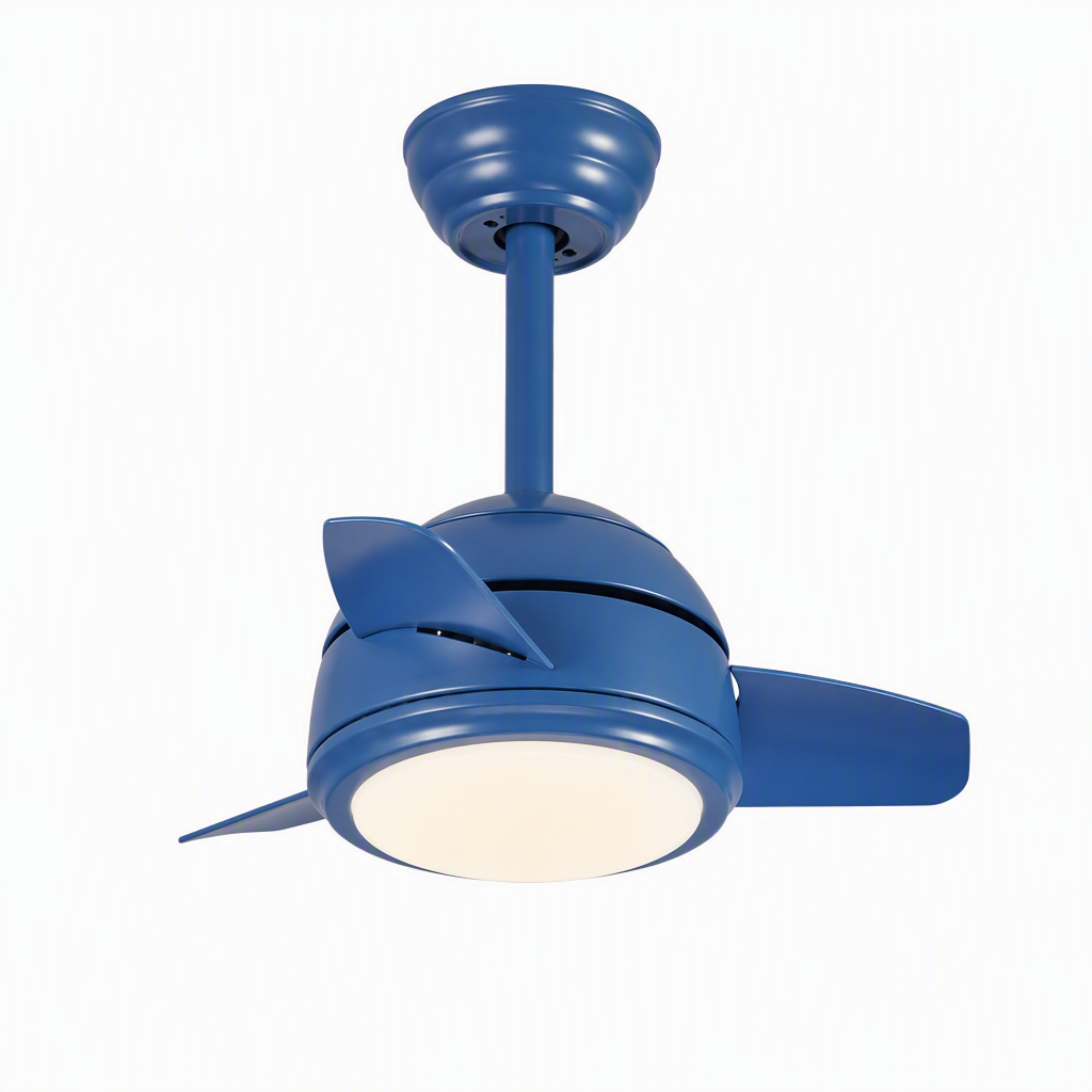 W&F Collection | Blue Compact Ceiling Fan with Light