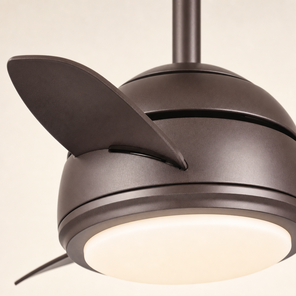 W&F Collection | Brown Compact Ceiling Fan with Light