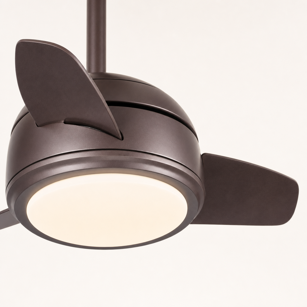 W&F Collection | Brown Compact Ceiling Fan with Light