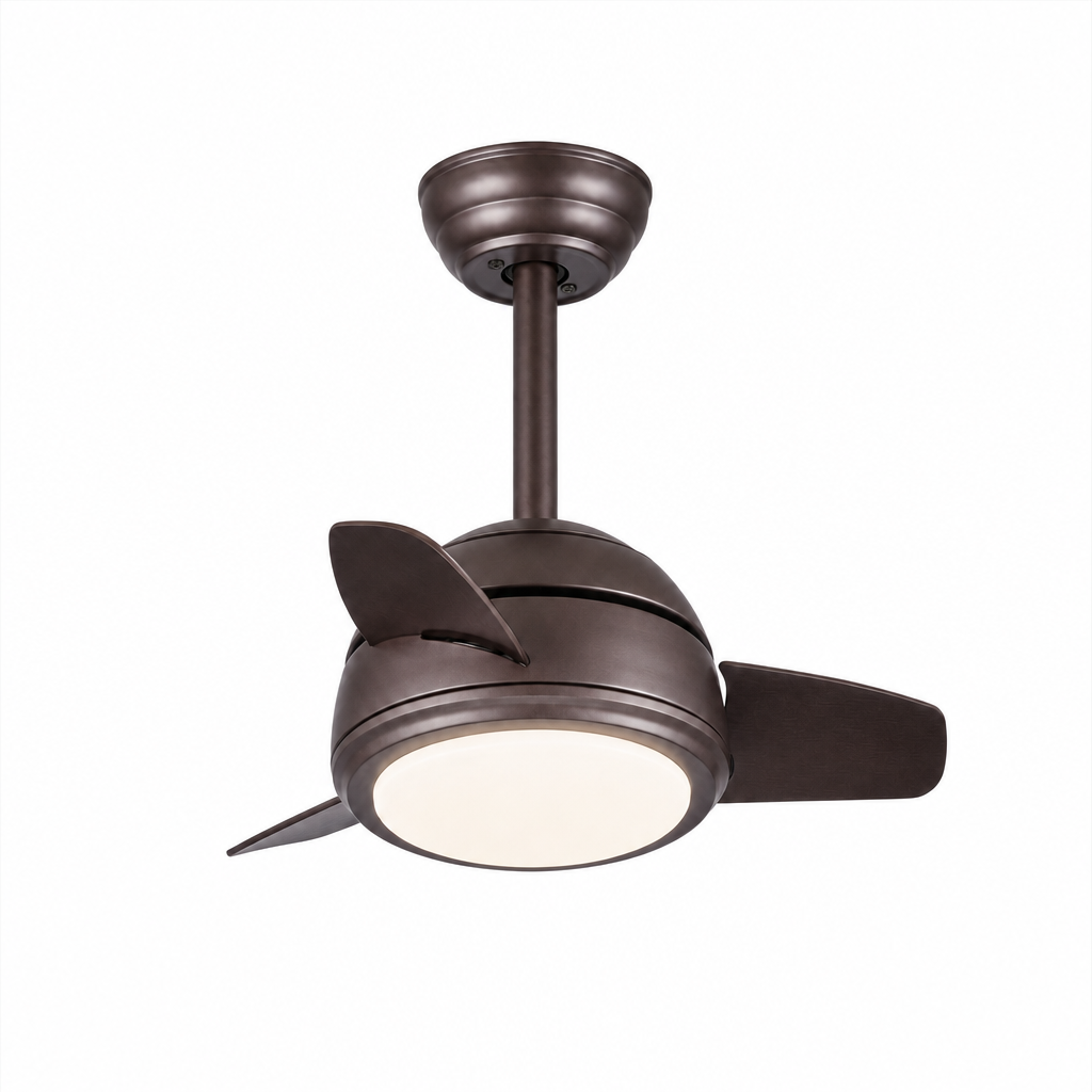 W&F Collection | Brown Compact Ceiling Fan with Light