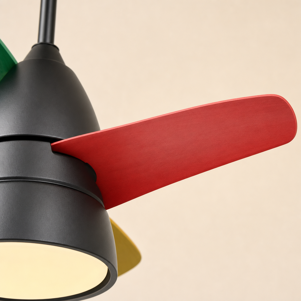 W&F Collection | Black Multicolor-Blade Ceiling Fan with Light