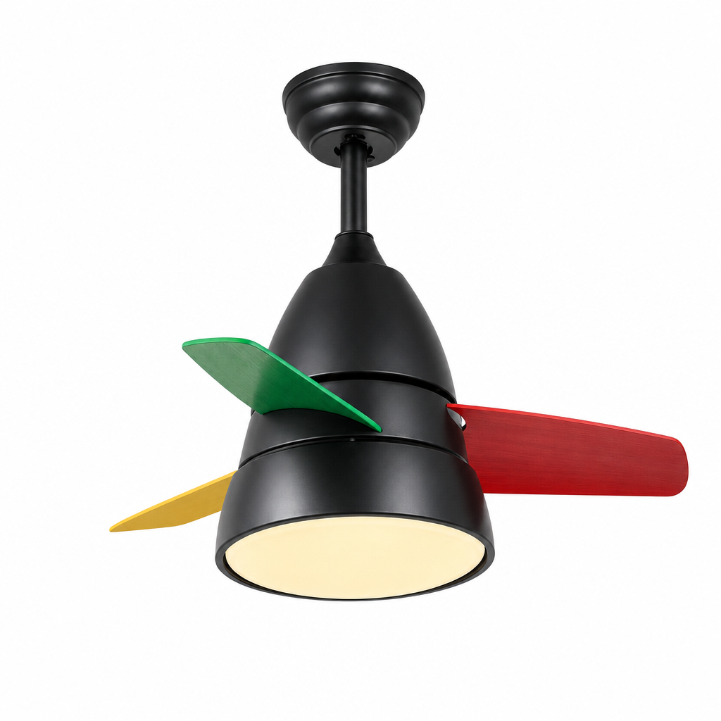 W&F Collection | Black Multicolor-Blade Ceiling Fan with Light