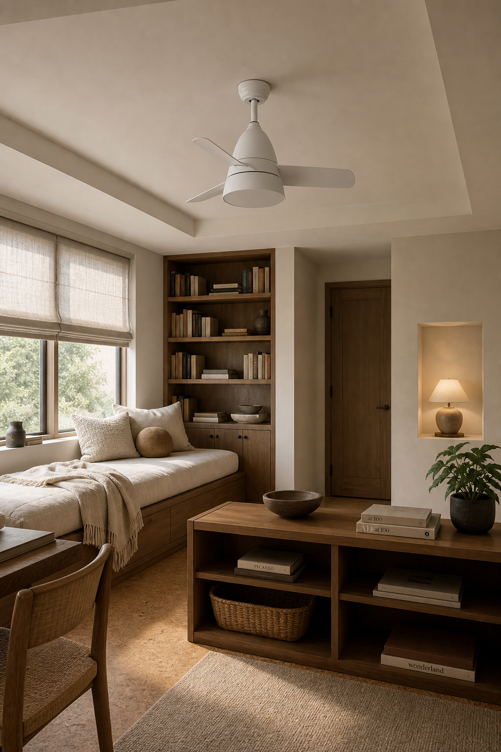W&F Collection | All-White Compact Ceiling Fan with Light